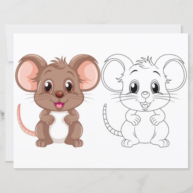 Caricature mignonne page de coloriage de rat (Devant)