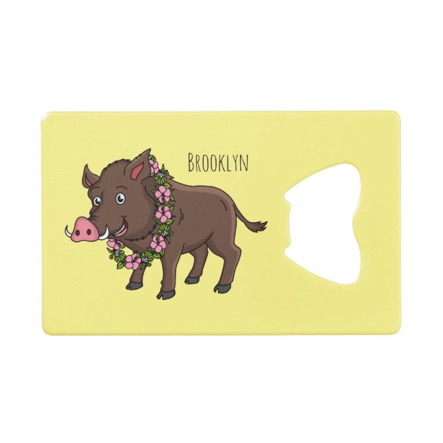 Caricature mignonne sanglier et fleurs (Devant (Horizontal))