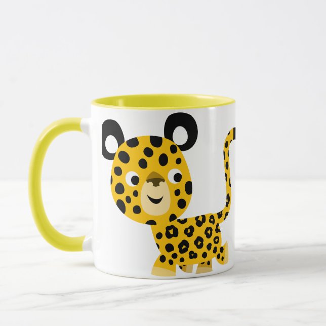 Caricature mignonne souriante Leopard Mug (Gauche)