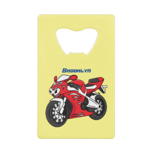 Caricature moto de sport rouge mou