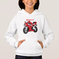 Caricature moto de sport rouge mou