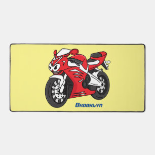 Caricature moto de sport rouge mou