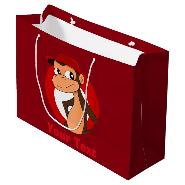 Caricature personnalisée singe grand sac cadeau (Devant Angle)