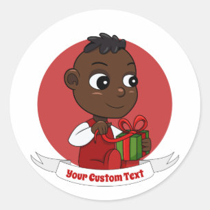 Caricature pour bébé Noël classique Sticker rond