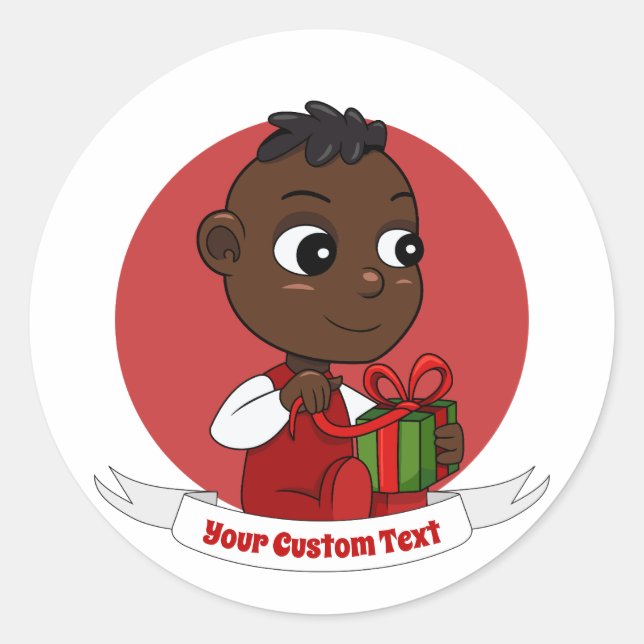 Caricature pour bébé Noël classique Sticker rond (Devant)