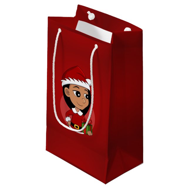 Caricature pour fille de Noël petit sac cadeau (Devant Angle)