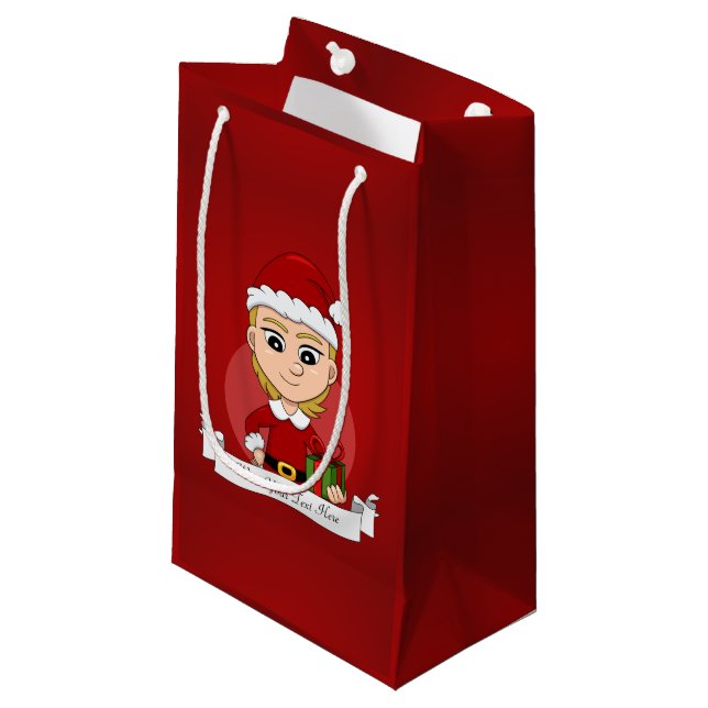 Caricature pour fille de Noël petit sac cadeau (Devant Angle)