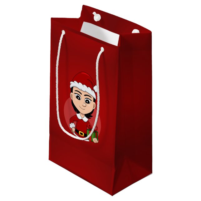 Caricature pour fille de Noël petit sac cadeau (Devant Angle)