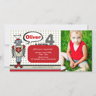 Caricature Robot Rétro Cute Kids Boy Fête d'annive