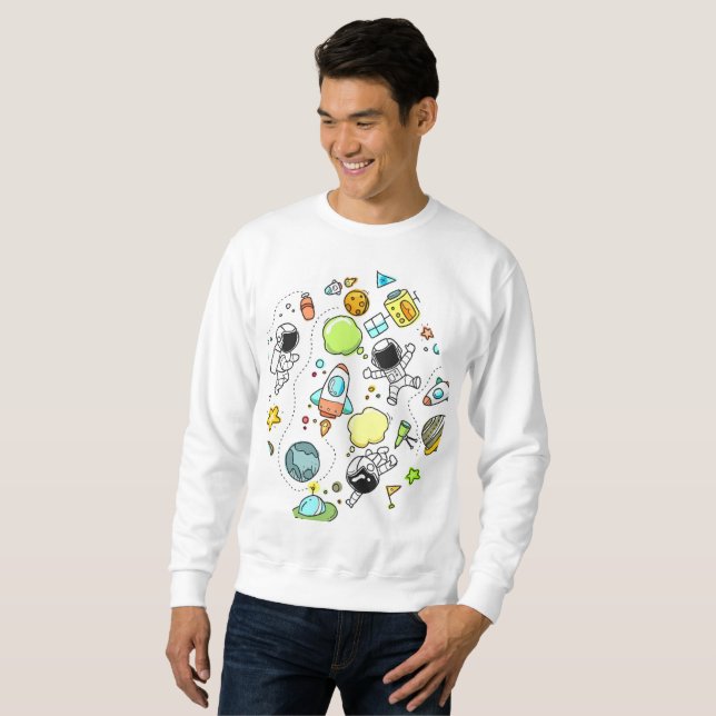 Caricature spatiale Sweatshirt masculin de base (Devant entier)