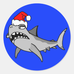 Caricature Sticker Père Noël Shark de Noël