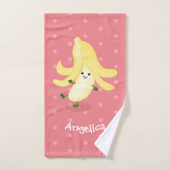 Caricature sur la banane de Cute kawaii (Serviette à main)