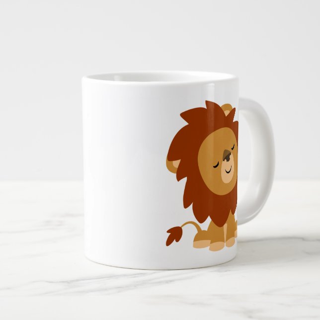 Caricature tranquille Lion Jumbo Mug (Devant droit)