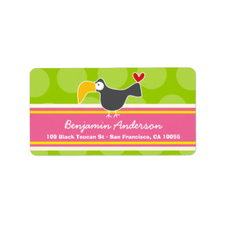 Caricature Whimsical Cute Toucan Bird Étiquettes d