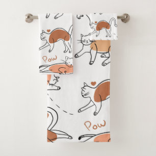 Caricatures adorables pastel motif Chats blanc bru