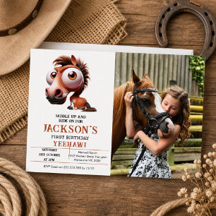 Caricatures de chevaux Invitation photo pour 1er a