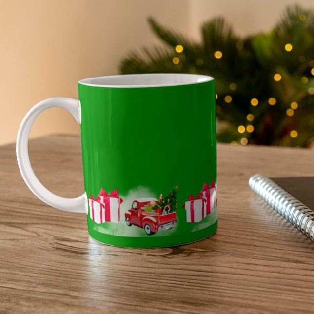 Caricatures de Noël CAFÉ vert MUG (Créateur téléchargé)