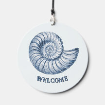 Delft Blue Nautilus Shell Nautical Beach House
