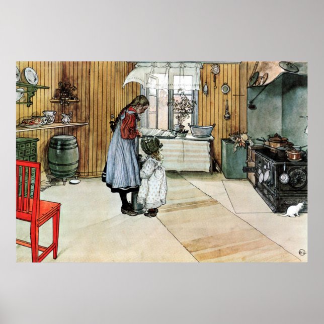 Carl Larsson In the Kitchen Fine Art Poster (Devant)