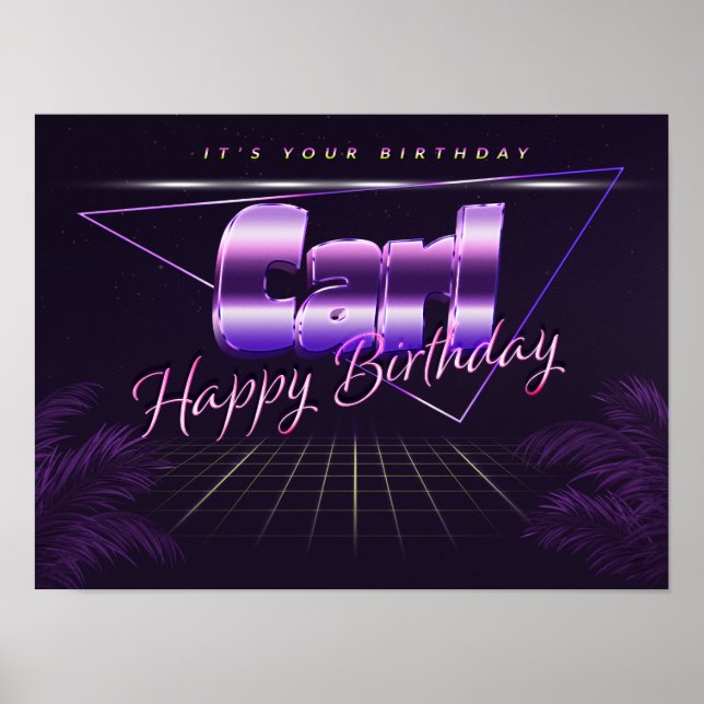 Carl Name Prénom lila retro Poster (Devant)