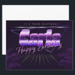 Carla Name Prénom lila retro Carte Anniversaire<br><div class="desc">Une très belle carte personnalisée / carte d'accueil / carte cadeau / carte d'anniversaire dans le design violet retro pour Carla. Le verso est libre pour un texte personnel ou similaire. Parfait pour ta meilleure amie, épouse, soeur, mère, tante, grand-mère, fiancée, cousine, partenaire de vie ou qui que tu veuilles...</div>