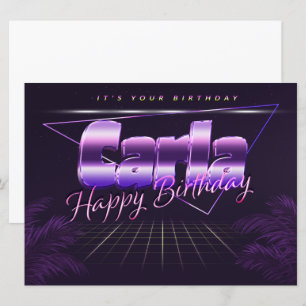 Carla Name Prénom lila retro Carte Anniversaire