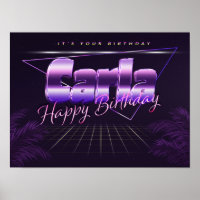 Carla Name Vorname lila retro Poster Geburtstag