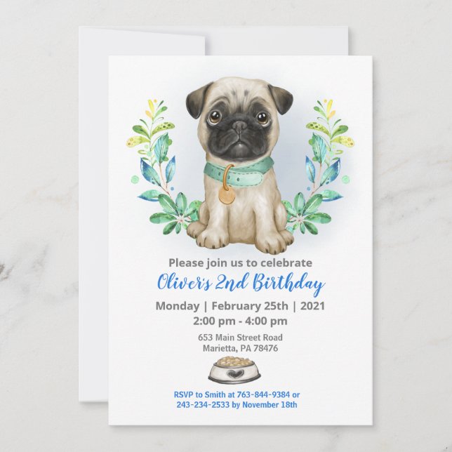 Carlin bébé Invitation fête d'anniversaire (Devant)