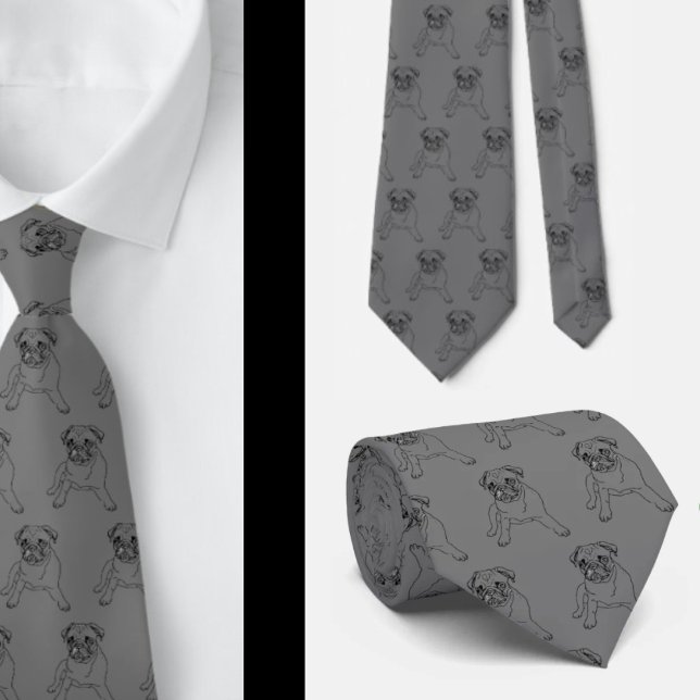 Carlin branché Chien gris classique Cravate modern (Créateur téléchargé)