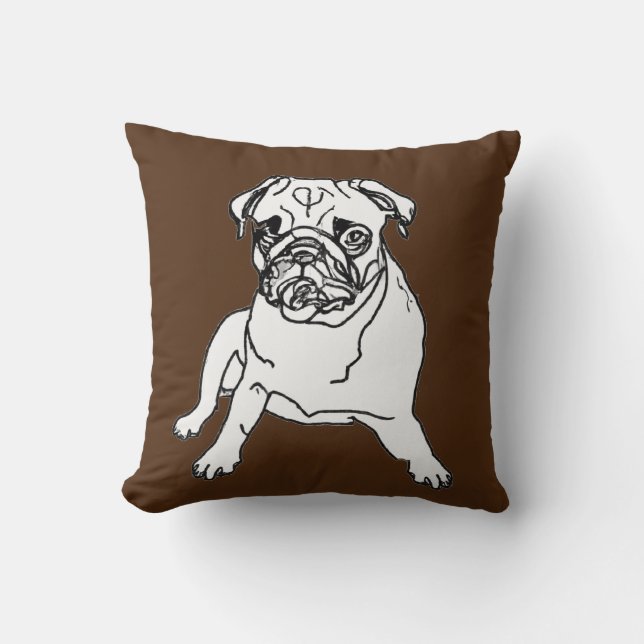 Carlin Brown tendance Chien Dessin Crochet Coussin (Recto)