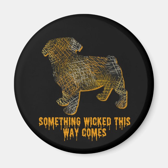 Carlin Chien Silhouette Amusant Aimant Halloween (Devant)