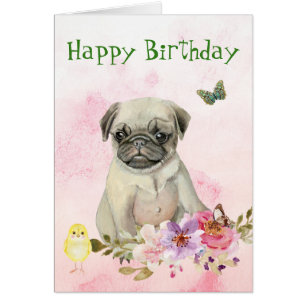 Carlin Chiot Floral Carte d'anniversaire