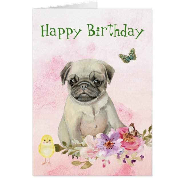 Carlin Chiot Floral Carte d'anniversaire (Devant)