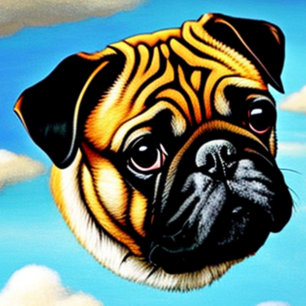 CARLIN de CHIEN face dans un T-shirt Sky