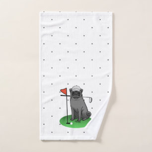 Carlin de golf Jouer Golf (noir) mignon chien drôl