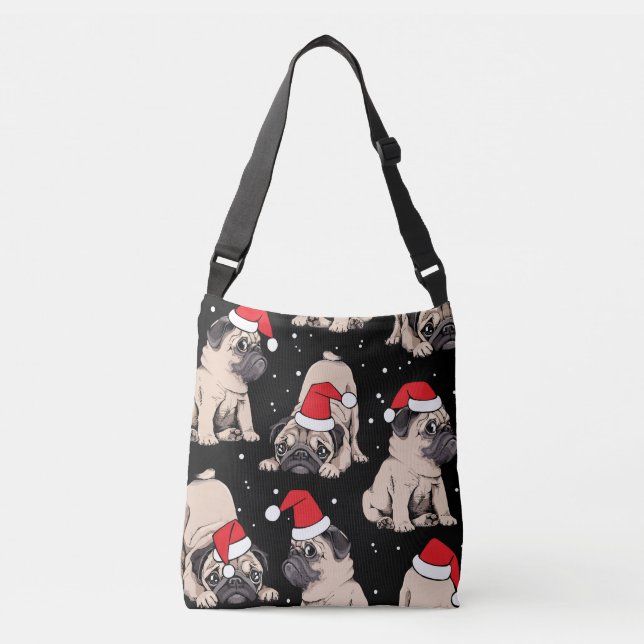 Carlin de Noël Sac fourre-tout cadeau chien (Devant)