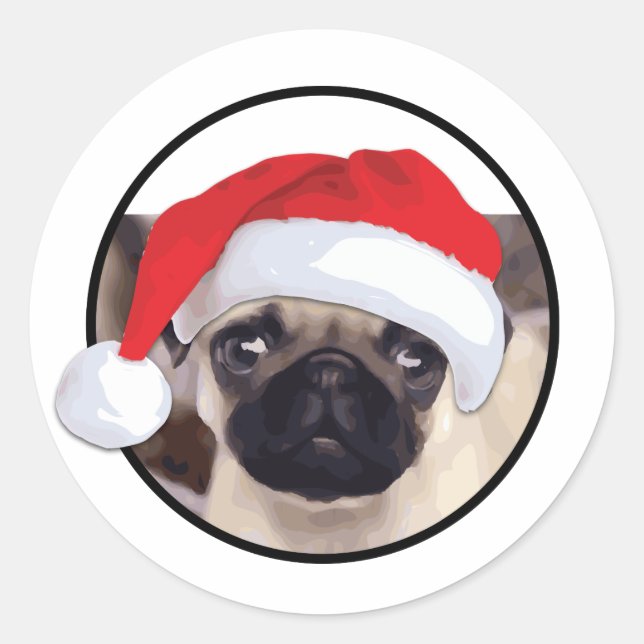 Carlin de Noël - Sticker rond classique, brillant (Devant)