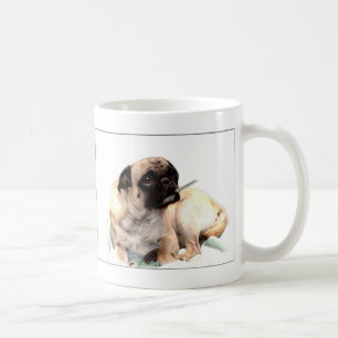 carlin malade avec tasse thermomètre