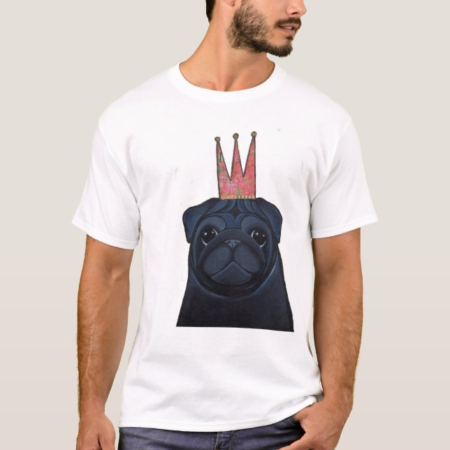 Carlin noir avec le T-shirt de couronne (Devant)