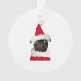 Carlin noir mignon à Noël Santa Hat