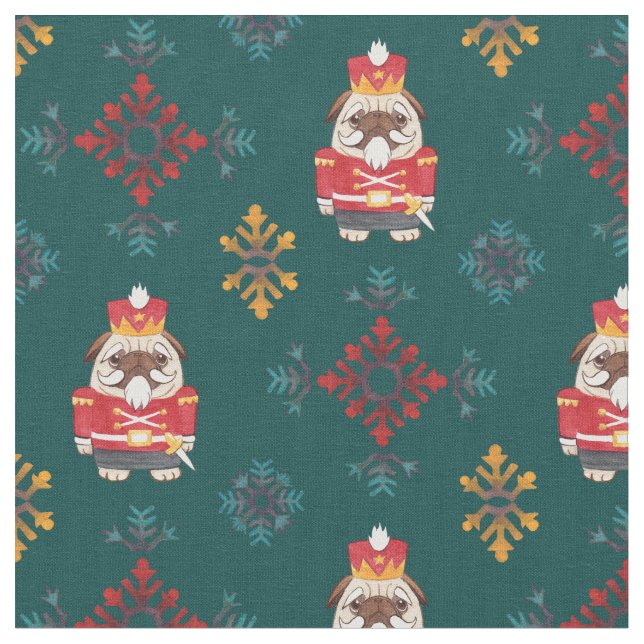 Carlin rouge de casse-noix sur le tissu vert (Fermer)