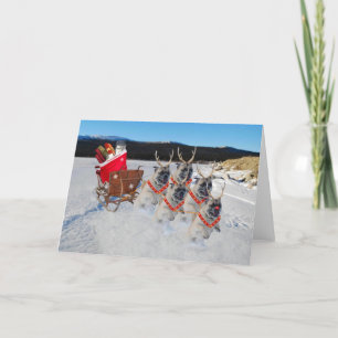 Carlins de renne tirant Sleigh de carte de jouets