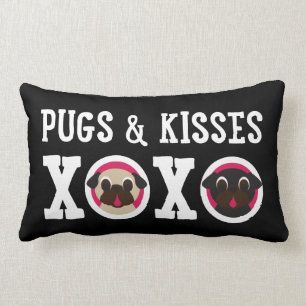 Carlins et coussin lombaire noir des baisers XOXO