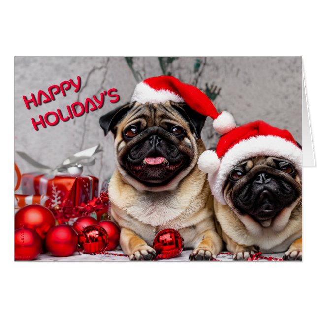 Carlins mignons Happy Holiday's Fun Pet Dog Greeti (Devant horizontal)