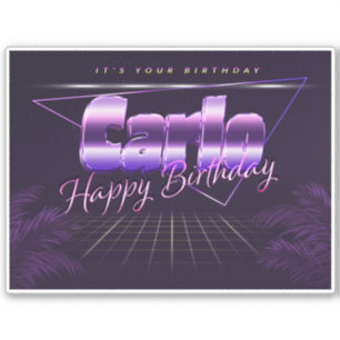 Carlo prénom autocollant rétro lilas anniversaire