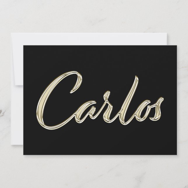 Carlos Nom or blanc Carte calligraphiée (Devant)