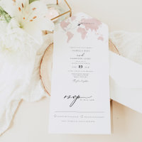 CARMEN Blush Pink Carte Voyage Destination Mariage