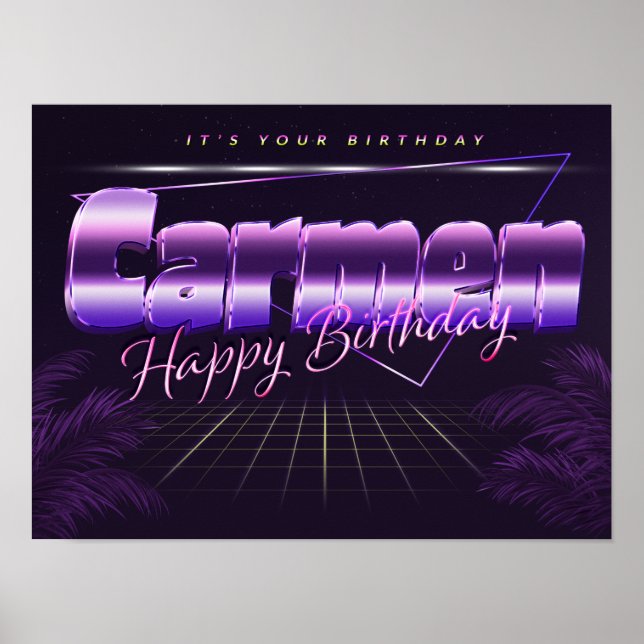 Carmen Name Vorname lila retro Poster Geburtstag (Devant)