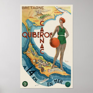 Carnac - Quiberon France Poster vintage 1930