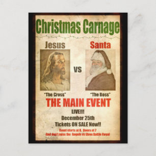 Carnage de Noël Jesus vs carte postale Père Noël